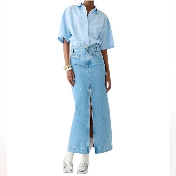 J.CREW CLASSIC DENIM MAXI SKIRT WITH POCKETS SIZE 14 or 32 NWT - Picture 1 of 7